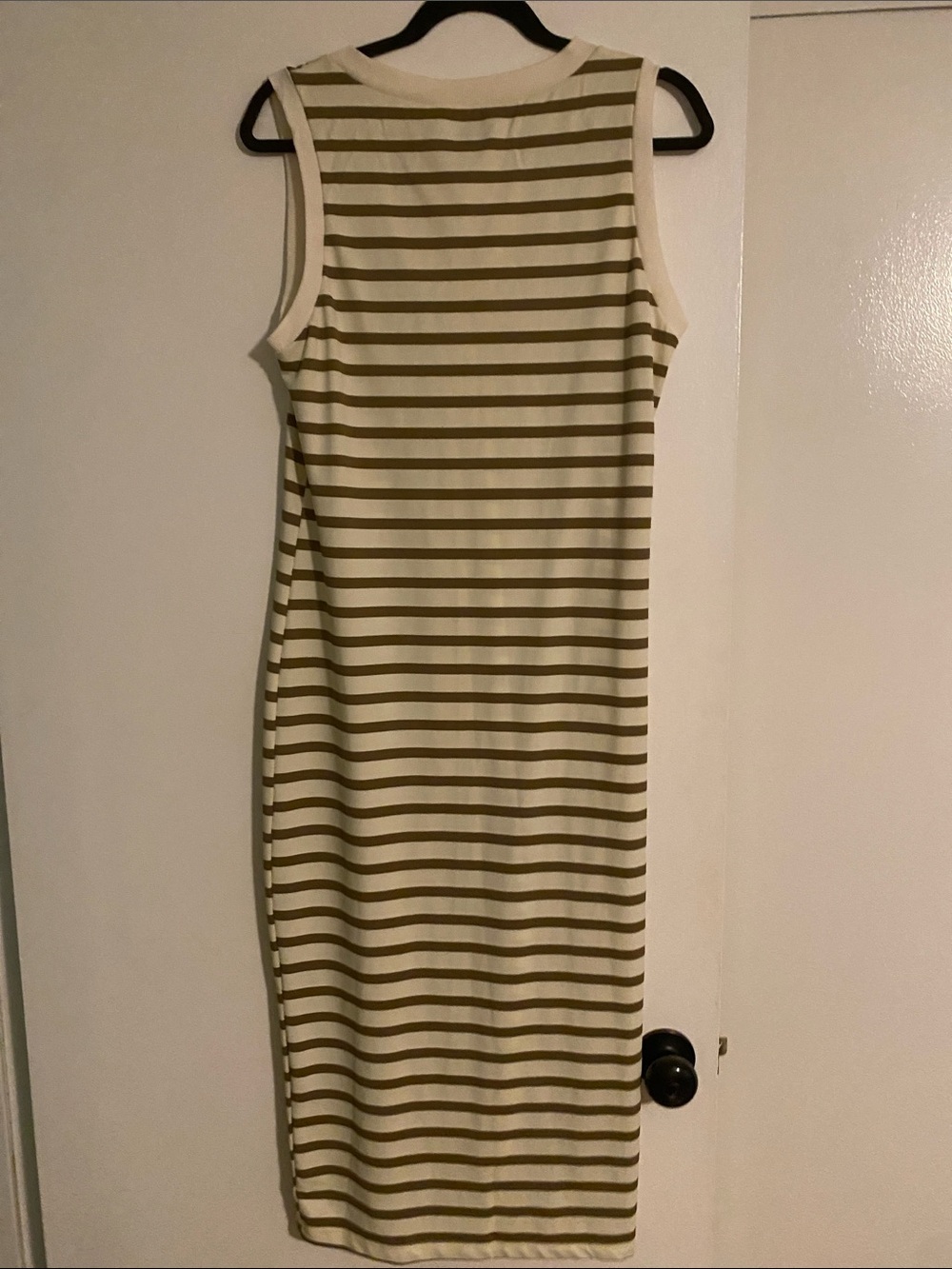 SHEIN Brown and Cream Striped Sleeveless Midi Button-Front Dress - Picture 3 of 3